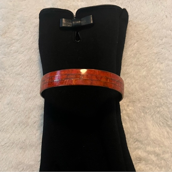 Rare Vintage Goldtone n Red Coral Bangle - Picture 1 of 7